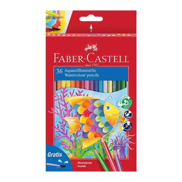 Creioane color acuarelabile, 36culori+pensula, Faber-Castell