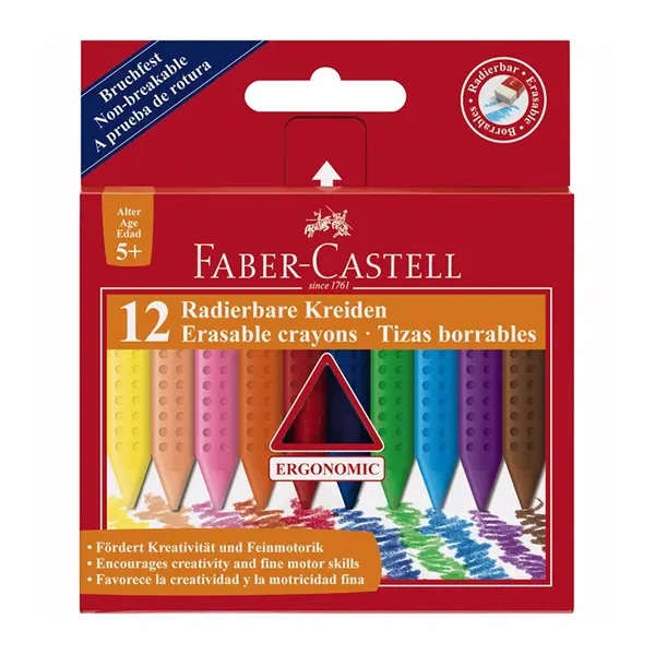 Creioane color cerate Grip, 12culori, Faber-Castell