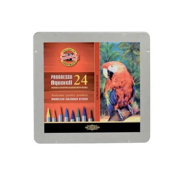 Creioane color fara lemn, 24culori, Aquarell Progresso Koh-I-Noor