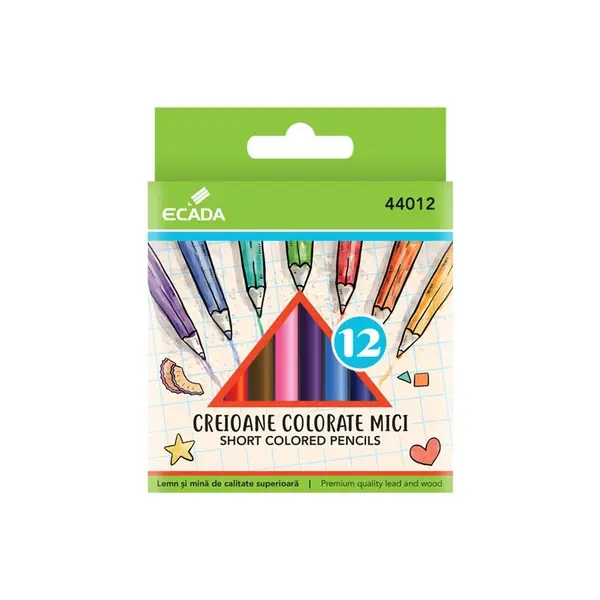 Creioane color hexagonale mici, 12 buc/set, ECADA