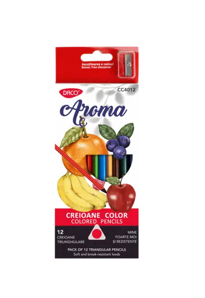 Creioane color parfumate, 12 culori/set, Aroma, Daco