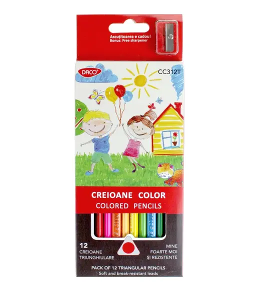 Creioane color triunghiulare 12buc/set, Daco