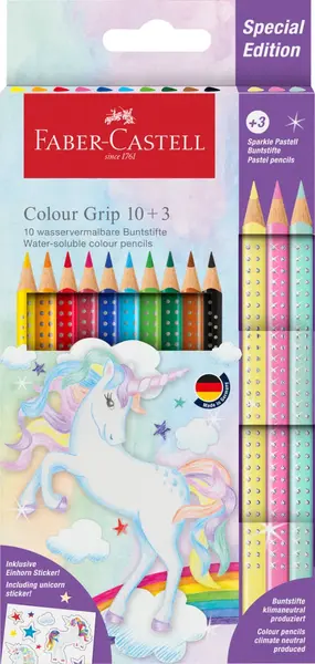 Creioane colorate 10 + 3 cul grip 2001 unicorni Faber-Castell Creioane colorate 10 + 3 cul grip 2001 unicorni Faber-Castell