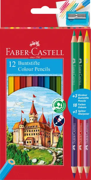 Creioane colorate 12+3 culori eco Faber-Castell Creioane colorate 12+3 culori eco Faber-Castell