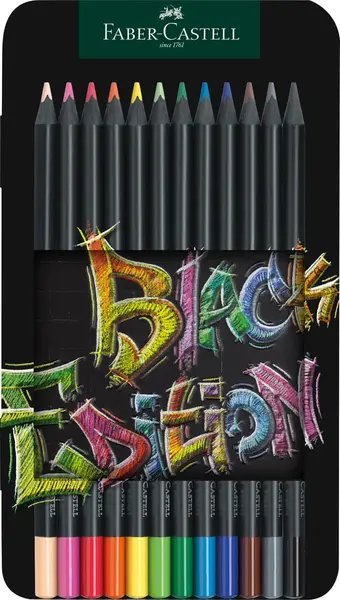 Creioane colorate 12 cul pastel+ neon Black Ed Faber-Castell Creioane colorate 12 cul pastel+ neon Black Ed Faber-Castell