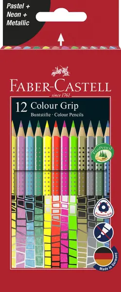 Creioane colorate 12 cul speciale grip Faber-Castell Creioane colorate 12 cul speciale grip Faber-Castell