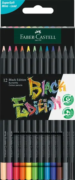 Creioane colorate 12 culori Black Ed Faber-Castell Creioane colorate 12 culori Black Ed Faber-Castell