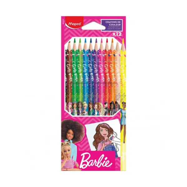 Creioane colorate, 12culori/set FSC, Barbie Maped
