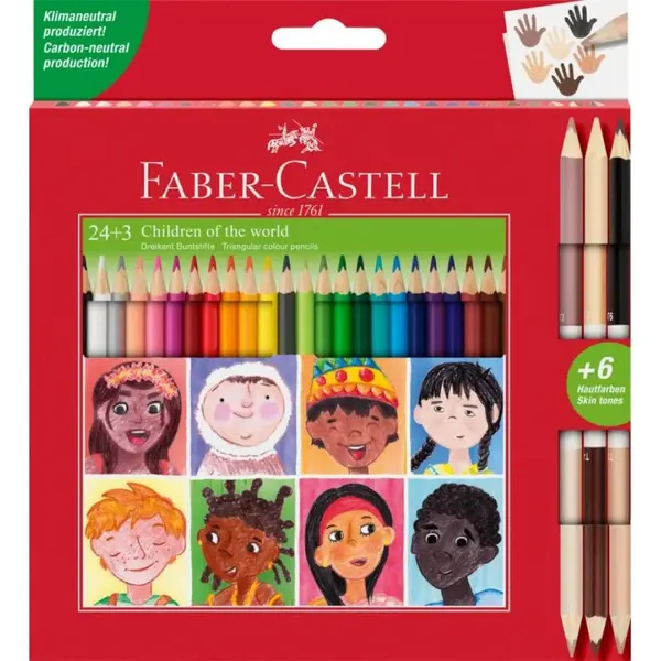 Creioane colorate 24 + 3 bicolore piele Faber-Castell Creioane colorate 24 + 3 bicolore piele Faber-Castell