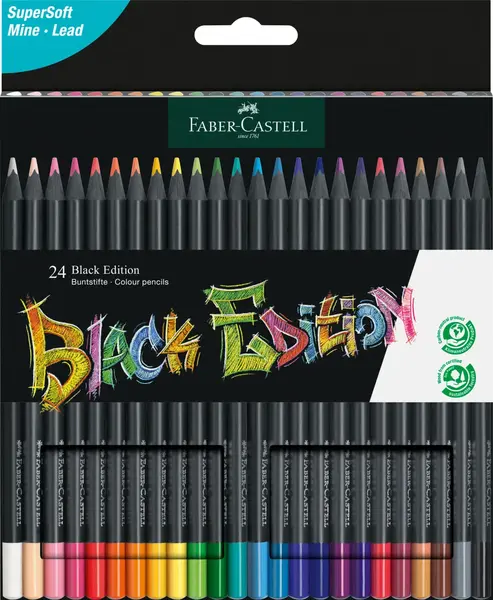 Creioane colorate 24 culori Black Ed Faber-Castell Creioane colorate 24 culori Black Ed Faber-Castell