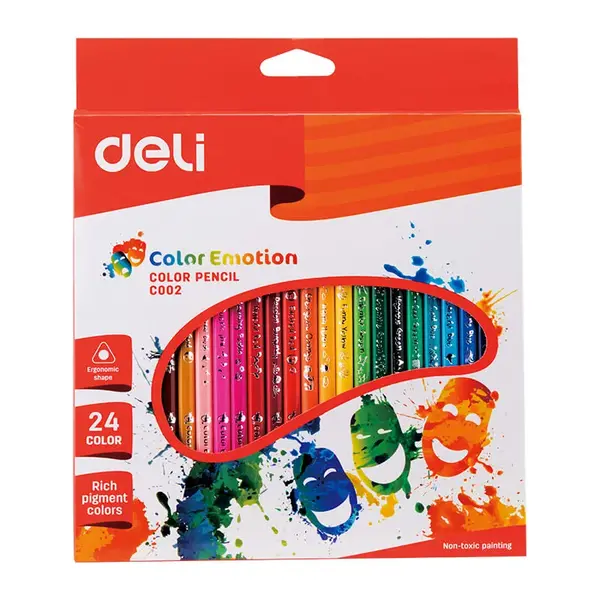 Creioane colorate 24 culori color emotion Deli Creioane colorate 24 culori color emotion Deli