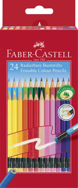 Creioane colorate 24 culori cu guma eco Faber-Castell Creioane colorate 24 culori cu guma eco Faber-Castell