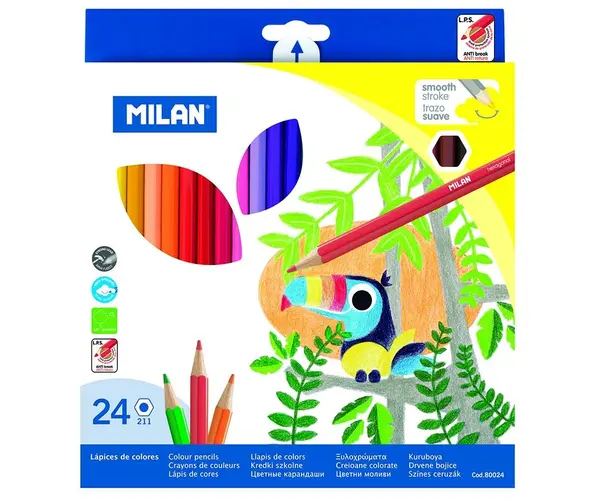 Creioane colorate, 24buc/set, hexagonal, Milan