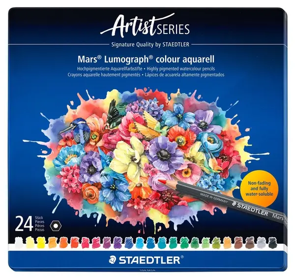 Creioane colorate acuarelă Staedtler Mars Lumograph - 24 culori