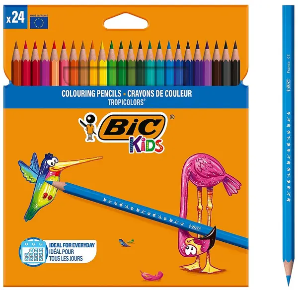 Creioane colorate BIC Kids - Tropicolors, 24 culori