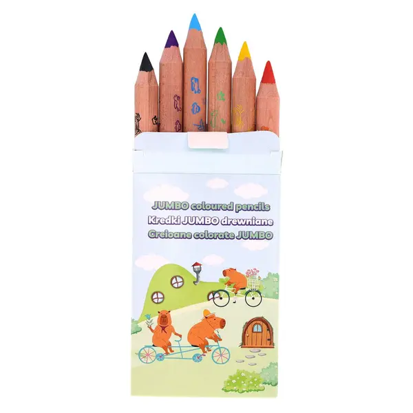 Creioane colorate Capybara Strigo Jumbo 8 mm, 6 culori set