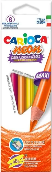 Creioane colorate Carioca Neon - Maxi, 6 culori