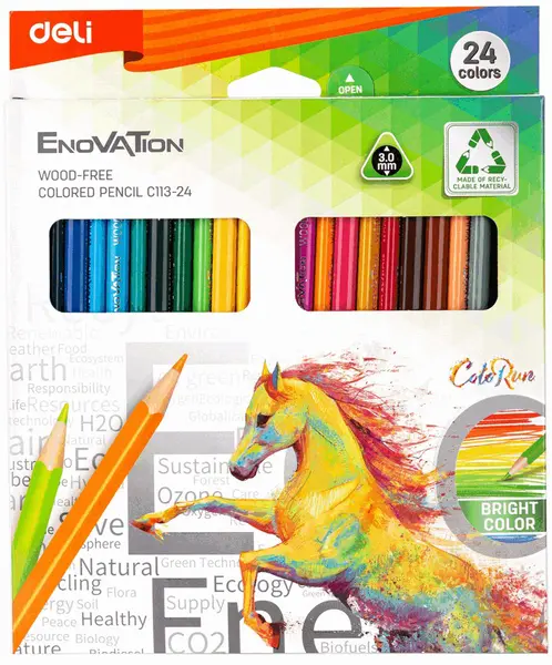Creioane colorate Deli Enovation - EC113-24, 24 culori