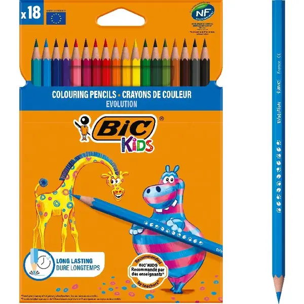 Creioane colorate Evolution 3.2 mm 18 buc BIC Kids Creioane colorate Evolution 3.2 mm 18 buc BIC Kids