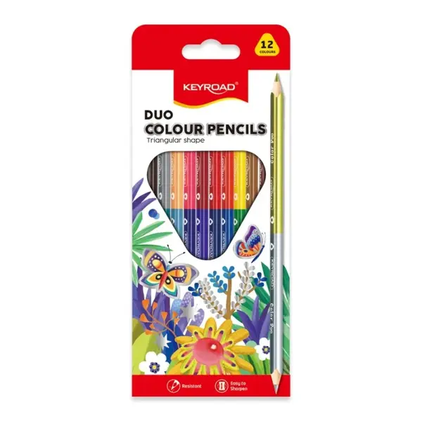 Creioane colorate Keyroad Duo, 2 capete, 24 culori, blister carton