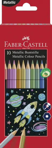 Creioane colorate metalizate 10 culori Faber-Castell Creioane colorate metalizate 10 culori Faber-Castell