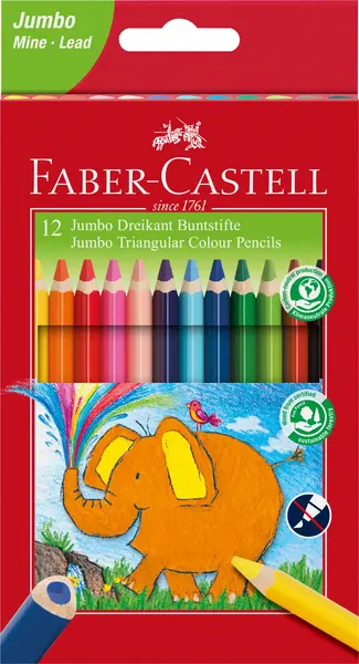 Creioane colorate triungh jumbo 12 cul Faber-Castell Creioane colorate triungh jumbo 12 cul Faber-Castell