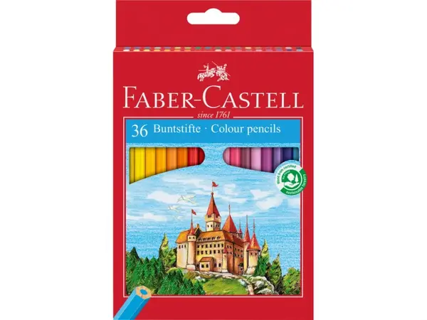 Creioane Faber-Castell 36 culori set, hexagonale, cutie carton
