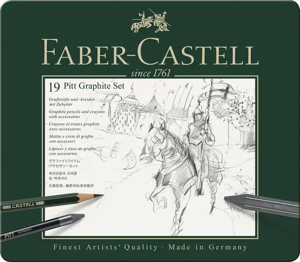 Creioane grafit 19buc/set, Pitt Graphite Monochrome, Faber-Castell