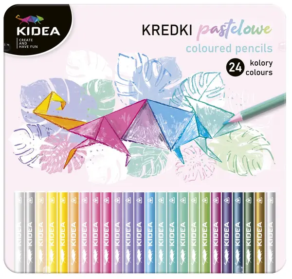 Creioane pastel Kidea in cutie metalica - 24 culori