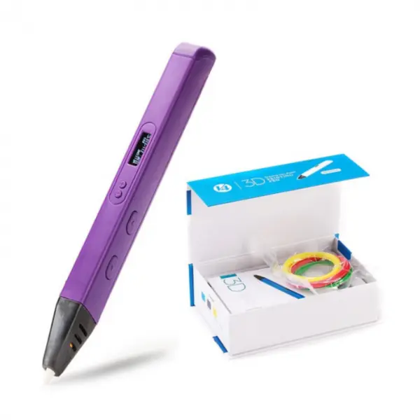 Creion 3D iSEN D14 3D Pen Mov, Display OLED, PLA ABS, 3 filamente