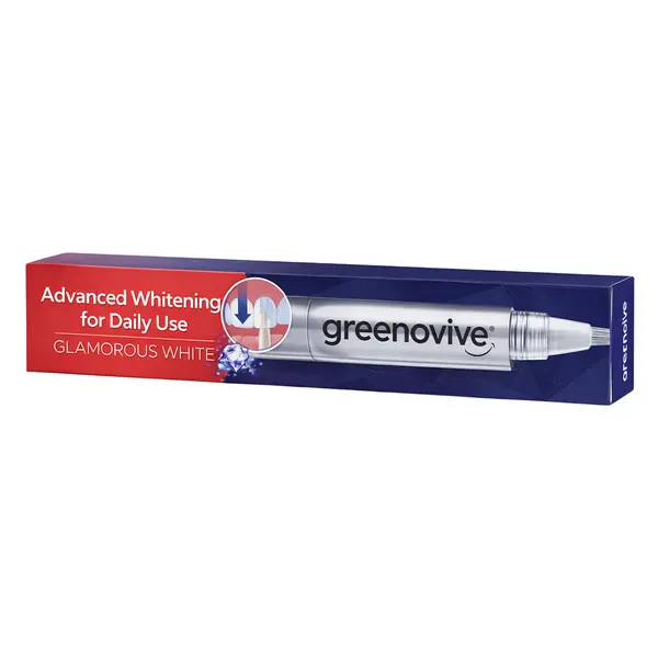 Creion Albirea Dintilor, GREENOVIVE®, Whitening Pen, Glamorous White, Aroma Menta, 70 Utilizari, Culoare Argintie, 4ml