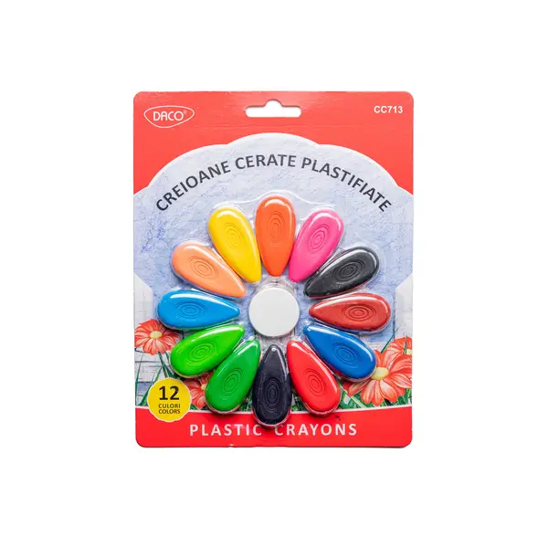 Creion color plastifiate cerate 12buc/set, Daco