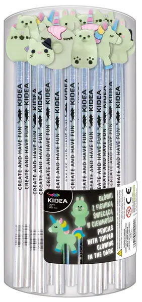 Creion cu figurină Kidea - Luminescent în întuneric, sortiment