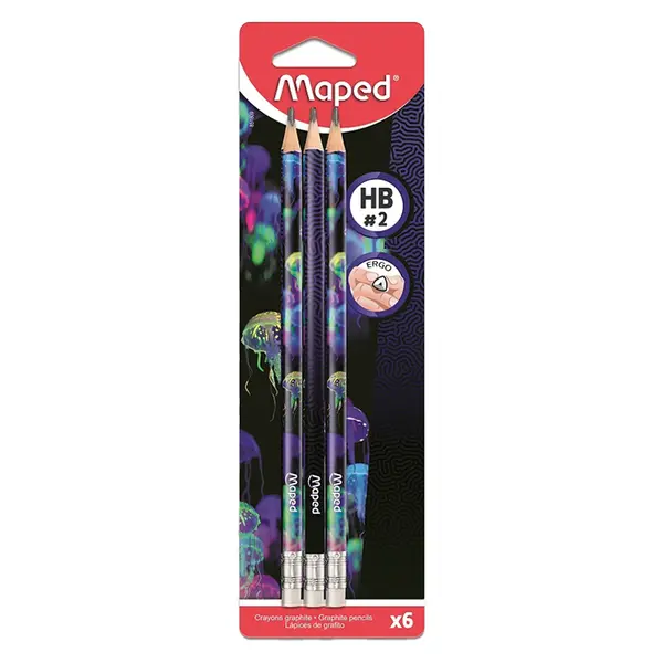 Creion cu guma, 6buc/set, HB, Maped Deepsea Paradise
