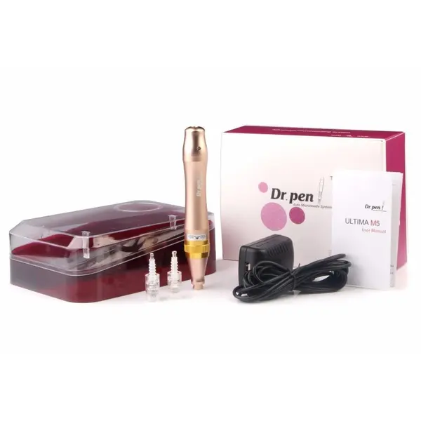 Creion cu Micro-Ace, Dermapen, Dr. Pen, Ultima M5, cu Fir, 2x Rezerve 12 pini, Adancime 0.25 - 3.00 mm, 5 viteze