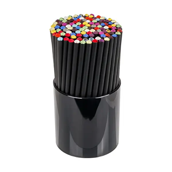 Creion diamant grafit HB, corp rotund negru, acryl, cap diverse culori