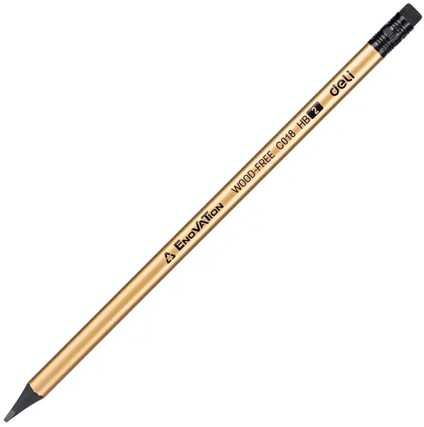 Creion din grafit cu radiera Deli Enovation - EC018-HB, HB, sortiment