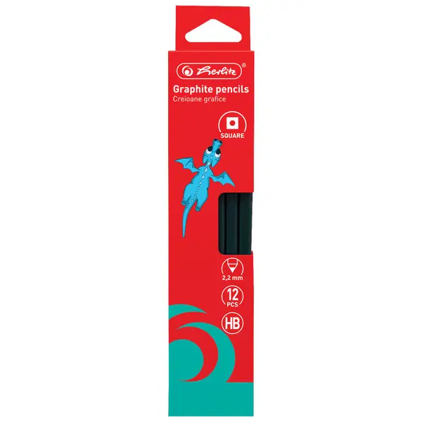 Creion fara guma patrat, HB, 2.2mm, 12buc/set, Herlitz