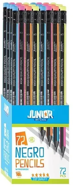 Creion grafit cu radieră Junior - Negro HB, sortiment