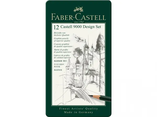 Creion grafit Faber-Castell Castell 9000, set 12 buc, hexagonale
