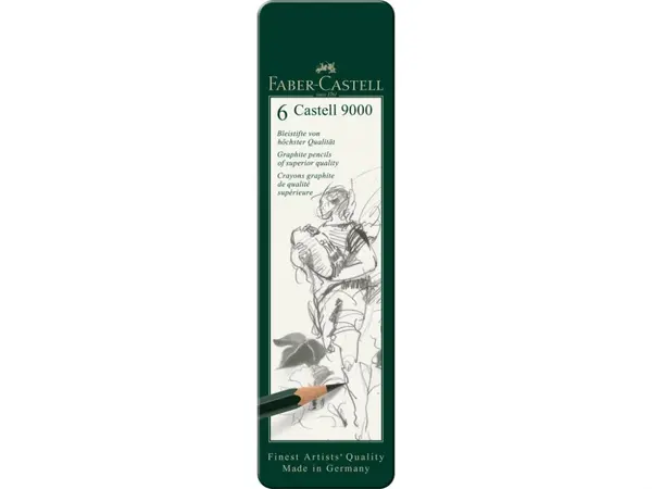 Creion grafit Faber-Castell Castell 9000, set 6 buc, hexagonal