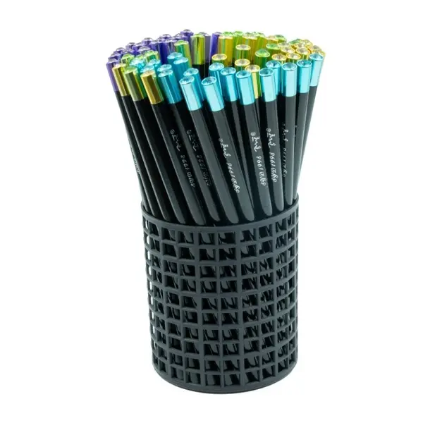Creion grafit HB, corp rotund metalic, acryl, cap diverse culori
