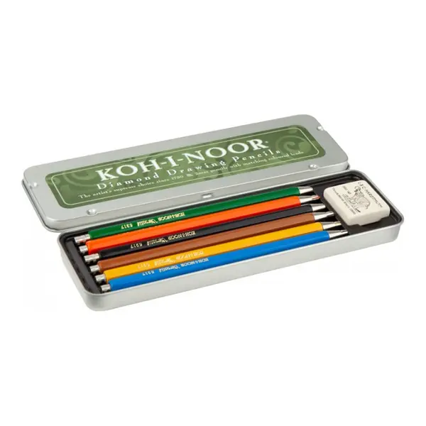 Creion mecanic 2.0mm, Koh-I-Noor, 6buc/set, cu guma