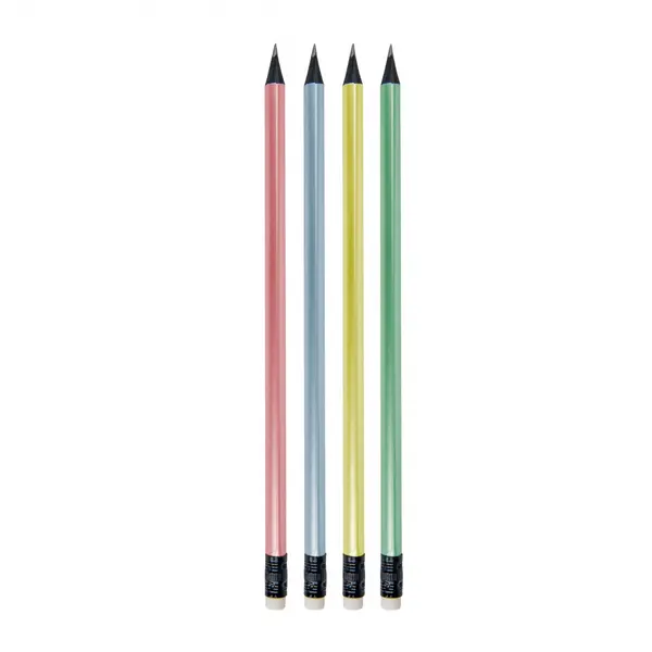 Creion Strigo HB cu guma, lemn negru, corp pastel metalic