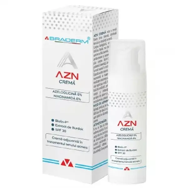Crema antiacnee si rozacee cu SPF30 AZN, Braderm | 30 ml