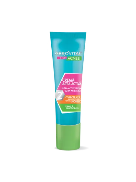 Cremă Antiacneică Ultra-activă Cu Acid Salicilic, Gerovital Stop Acnee, 15 Ml