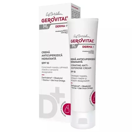 Crema anticuperozica hidratanta SPF 10 H3 Derma+ – 50 ml, Gerovital