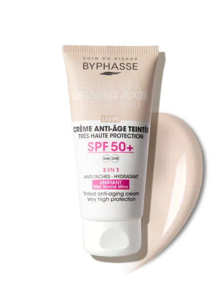 Crema antirid cu protectie solara SPF50+ Tinted Light, 50ml, Byphasse