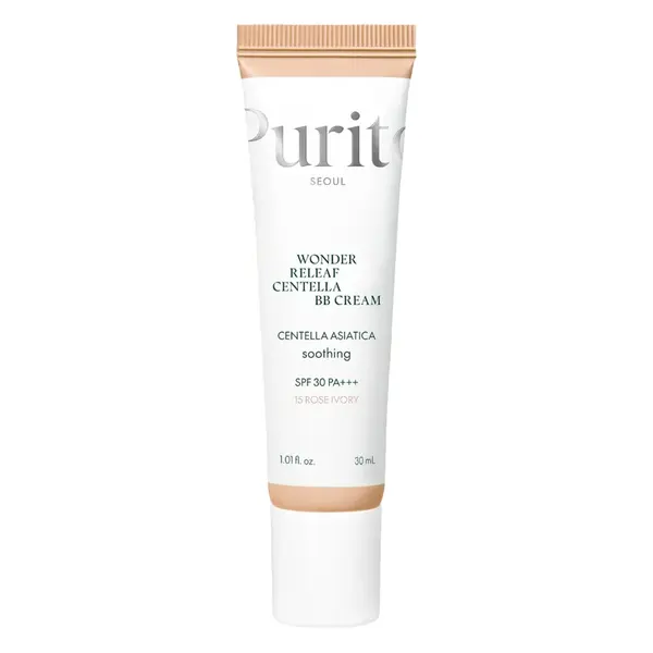 Crema BB multifunctionala cu SPF 30 PA+++, 15 Rose Ivory, Wonder Releaf Centella, 30 ml, Purito