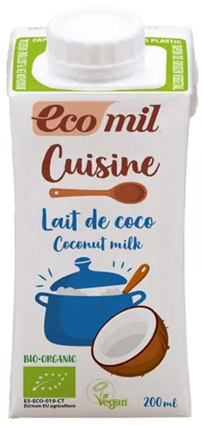 Crema bio de cocos pentru gătit, 200 ml, Ecomil